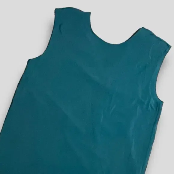 HELMUT LANG CASUAL SHIFT WESTERN MOD DRESS DEEP TEAL GREEN MEDIUM P - Picture 5 of 9